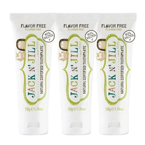 Jack N' Jill Natural Flavor-Free Toothpaste for kids in a pack of three tubes