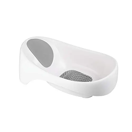 Boon Soak 3-stage adjustable baby bathtub in gray with contoured seat