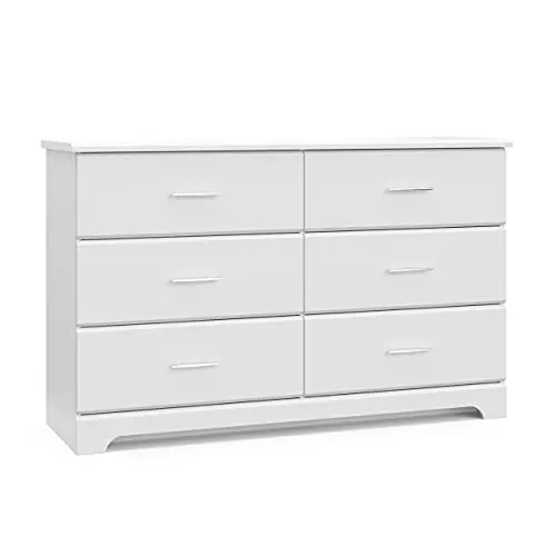 Storkcraft Brookside white six-drawer double dresser for kids room