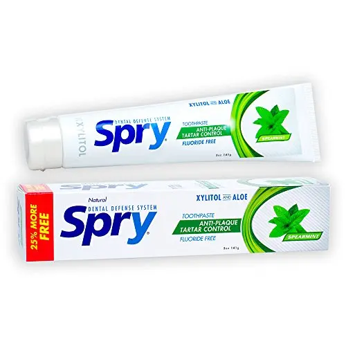 Spry Natural Xylitol Toothpaste for adults and kids in a large 5oz tube