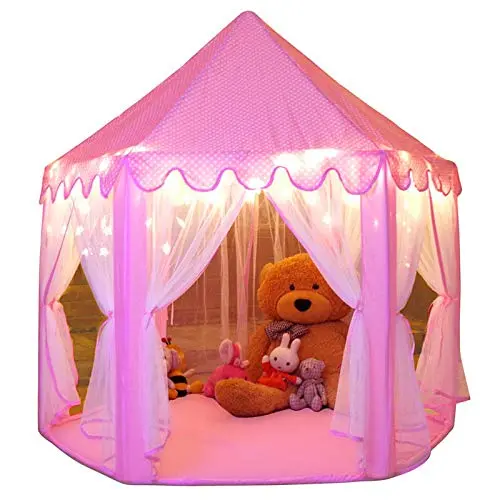Monobeach princess castle play tent with star lights for girls
