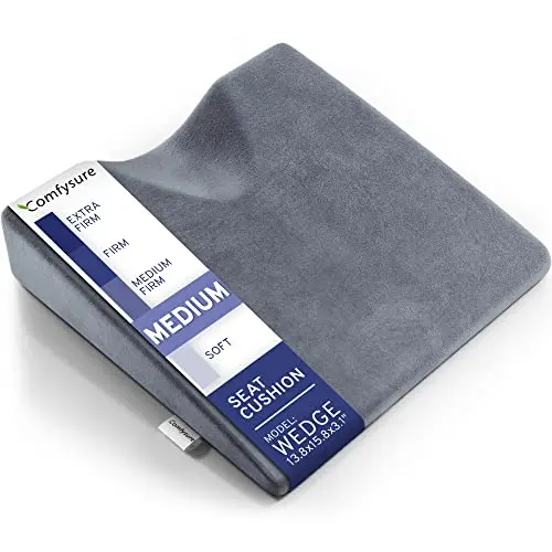 ComfySure grey wedge memory foam seat cushion for car