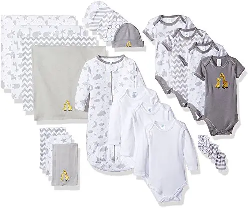 Spasilk 23-piece baby layette set for newborns in grey celestial print