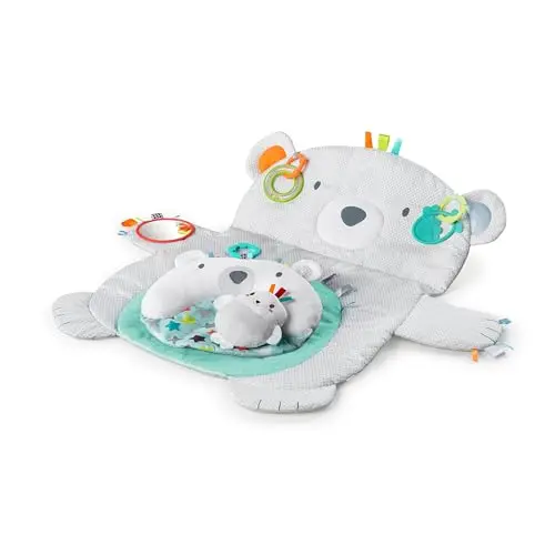 Bright Starts polar bear tummy time mat with support pillow and attached toys