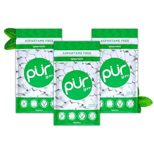 PUR Gum 100% Xylitol Spearmint pack of 3 resealable bags