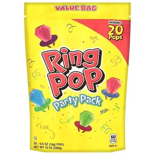 Bulk bag of Ring Pop candy lollipops in assorted fruity flavors