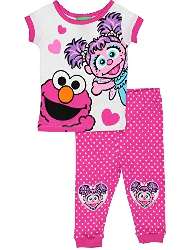 Sesame Street Elmo and Abby Cadabby Girls Pajamas set in pink with character graphics