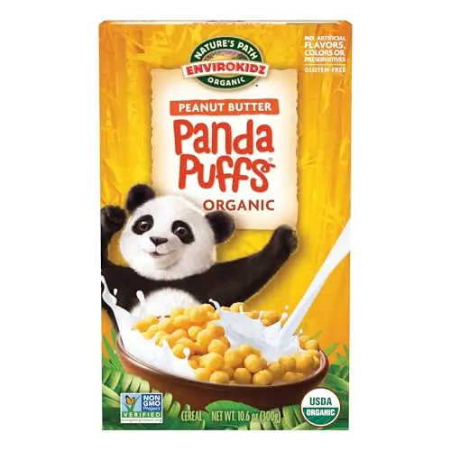 Box of EnviroKidz Panda Puffs organic peanut butter cereal