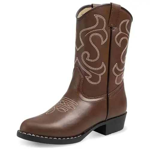 Canyon Trails Kids Cowboy Boots in brown with western embroidery