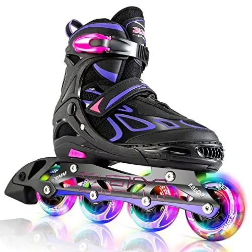 2PM Sports Vinal adjustable inline skates for kids with glowing light-up wheels