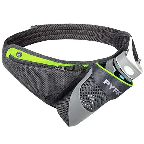 PYFK green reflective running belt with a side water bottle holster