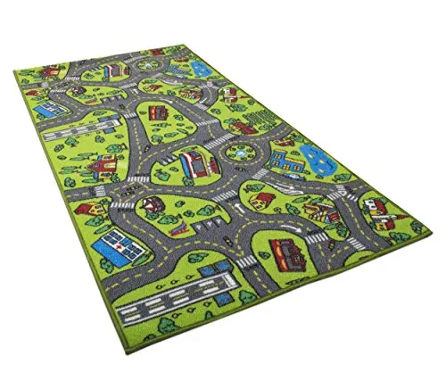 Angels City Life Playmat rug showing a detailed city map with roads, a hospital, school, and airport