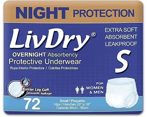 LivDry Adult Incontinence Underwear for overnight use