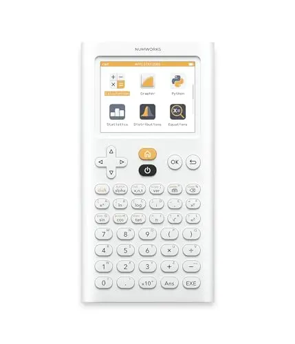 NumWorks Graphing Calculator in white with a clean, modern interface displayed