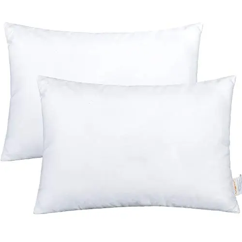 NTBAY two-pack of small, white down alternative pillows, perfect for travel or cribs.