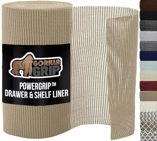 Gorilla Grip powerGRIP beige shelf liner rolled up