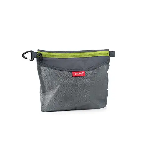 pack all single gray medium-sized water-resistant mesh zipper pouch with a buckle