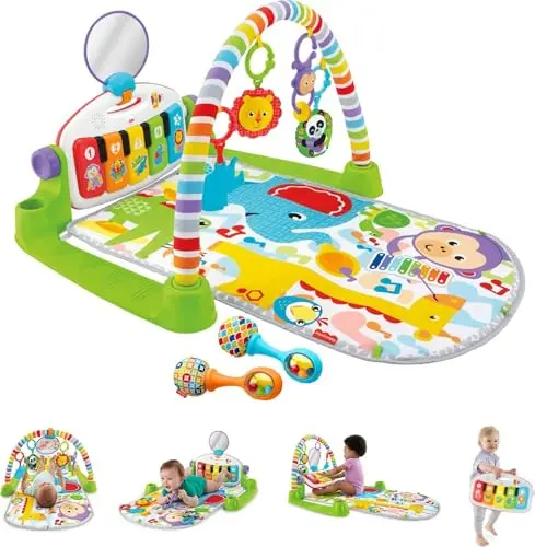 Fisher-Price Deluxe Kick & Play Piano Gym with detachable keyboard and maracas