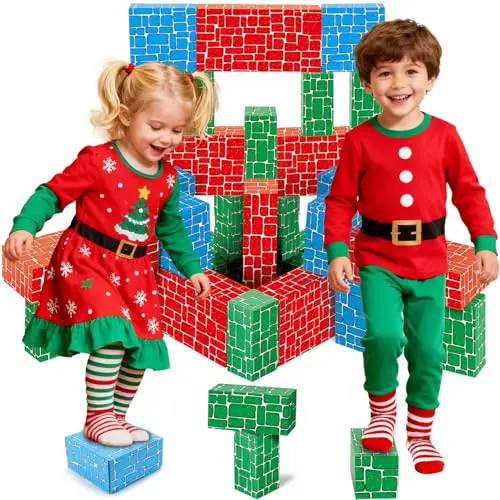 Exercise N Play 40-piece set of extra-thick green, blue, and red cardboard blocks