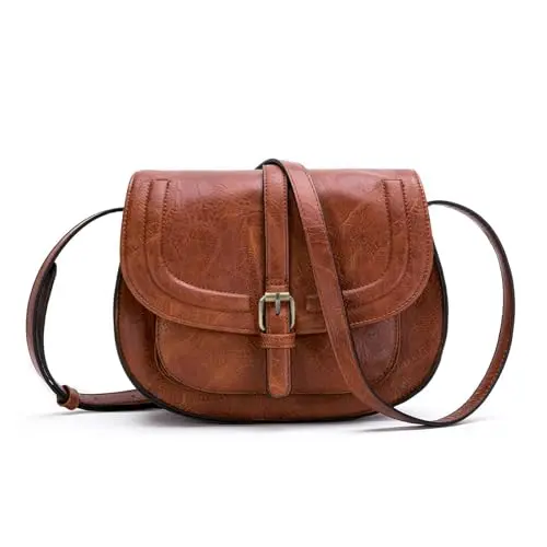 AFKOMST Vegan Leather Saddle Crossbody Bag in Brown