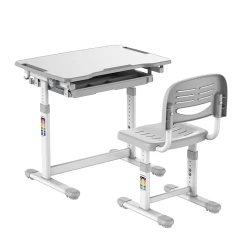 Mount-It! Kids Adjustable Desk and Chair Set in grey color