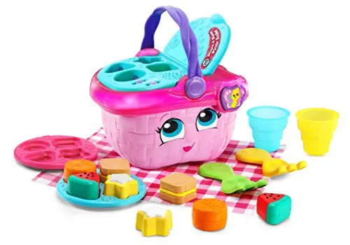 LeapFrog pink picnic basket toy with food pieces and shape sorter