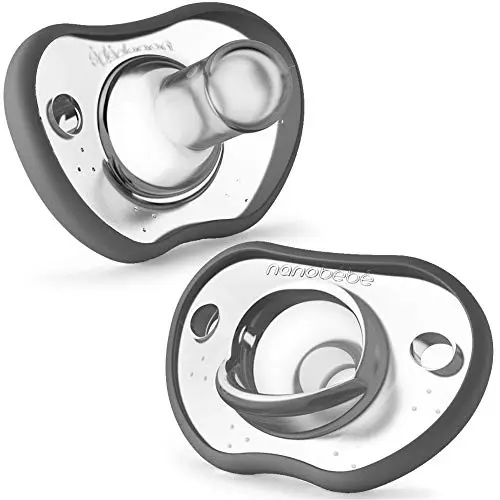 Nanobebe Baby Pacifiers for 0-3 month olds in grey