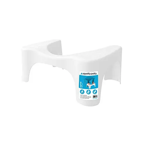 Squatty Potty CURVE Lightweight 7-inch toilet stool in white, showing sleek curves.