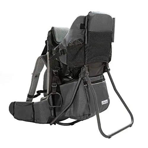 CLEVRPLUS grey toddler hiking backpack carrier with foldable frame