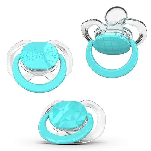 Smilo aqua blue geometric pacifiers for babies 9+ months