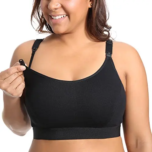 Gratlin Plus Size pullover nursing sports bra in black