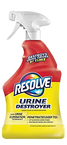 Resolve Urine Destroyer Spray bottle focusing on urine removal