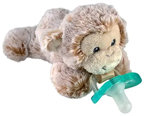 RaZbaby JollyPop monkey pacifier holder with detachable silicone soother