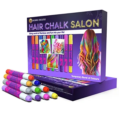 Desire Deluxe set of 10 colorful hair chalk pens in a rainbow of colors