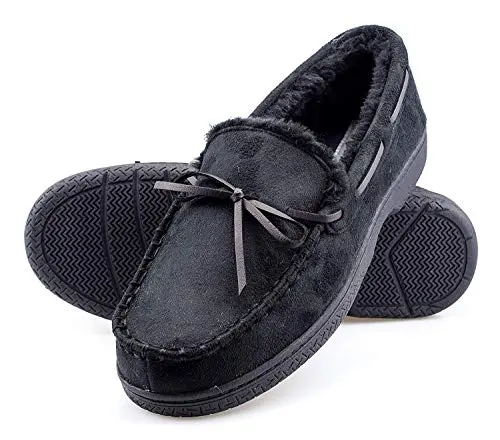 ArcticShield Men's Moccasin Slippers in black color