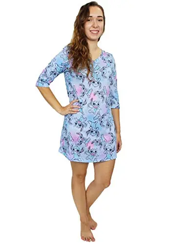 Disney Lilo & Stitch women's nightgown with blue color and Stitch graphics