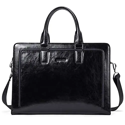 Bostanten vintage leather briefcase tote with U-zipper closure