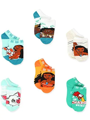 Disney Moana no show socks set in teal with character graphics