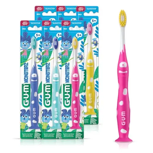 GUM Monsterz Jr kids toothbrushes with suction cup base