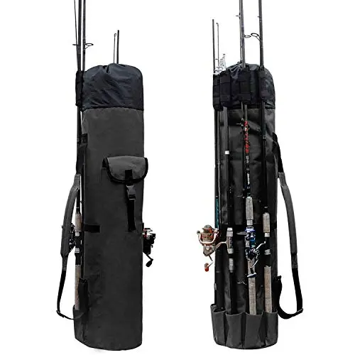 Allnice sturdy canvas fishing rod and reel organizer bag