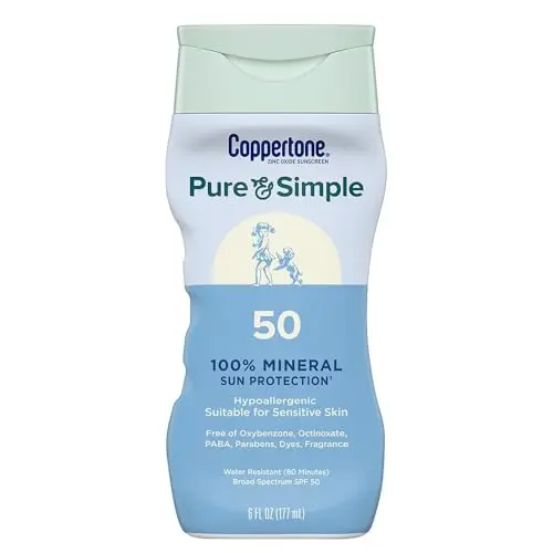 Coppertone Pure and Simple Zinc Oxide SPF 50 sunscreen lotion