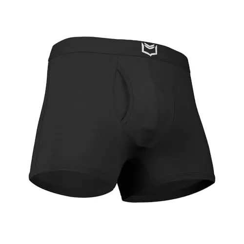 SHEATH 2.1 Men's Modal Trunks in black with 3-inch inseam and dual pouch