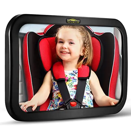 DARVIQS square shatterproof baby car mirror installed in a vehicle