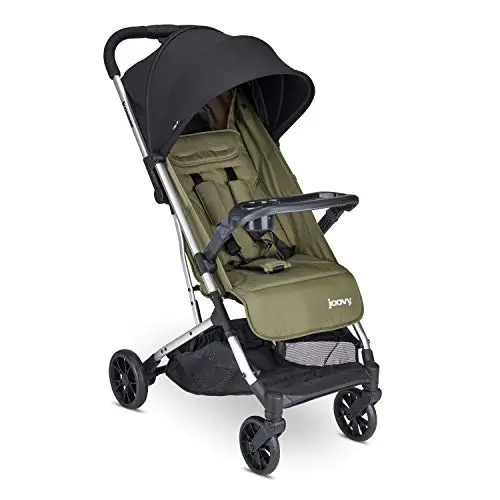 Joovy Kooper olive green stroller with large wheels and a deep snack tray