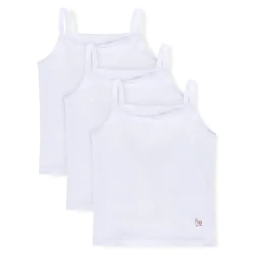 Feathers Girls Tagless Camisoles in a pack, showing soft cotton material