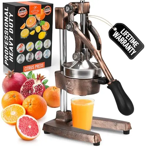Zulay Kitchen cast iron citrus juicer in copper finish
