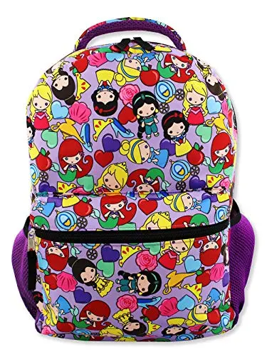 Disney Princess 16-inch backpack in purple with emoji and character designs