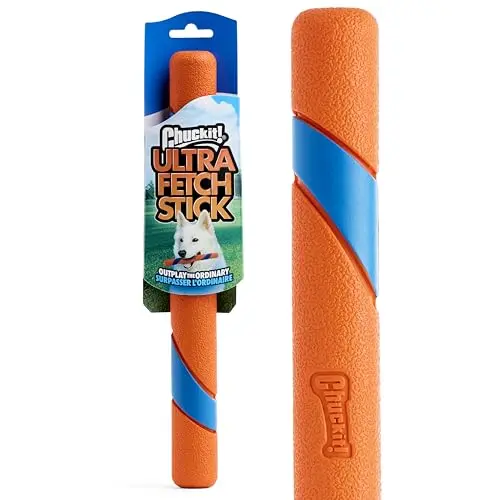 Chuckit! Ultra Fetch Stick dog toy in bright orange and blue