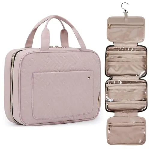 BAGSMART hanging toiletry bag with multiple compartments and transparent windows