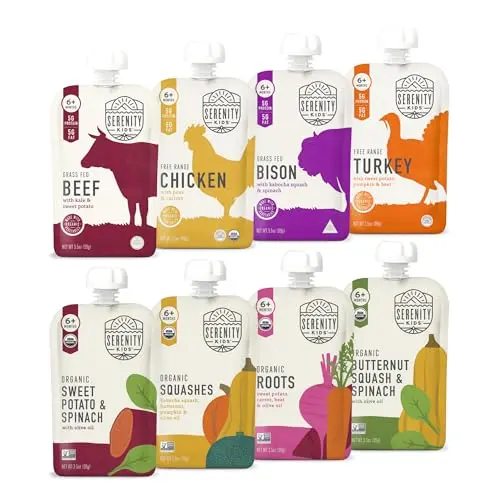 Serenity Kids 5g protein baby food pouches variety pack